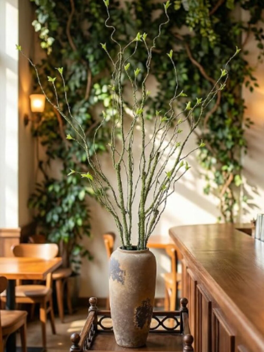 2PCS 49 in. Artificial Green Leaves Branches Hanging Fake Plants (Dark Green)